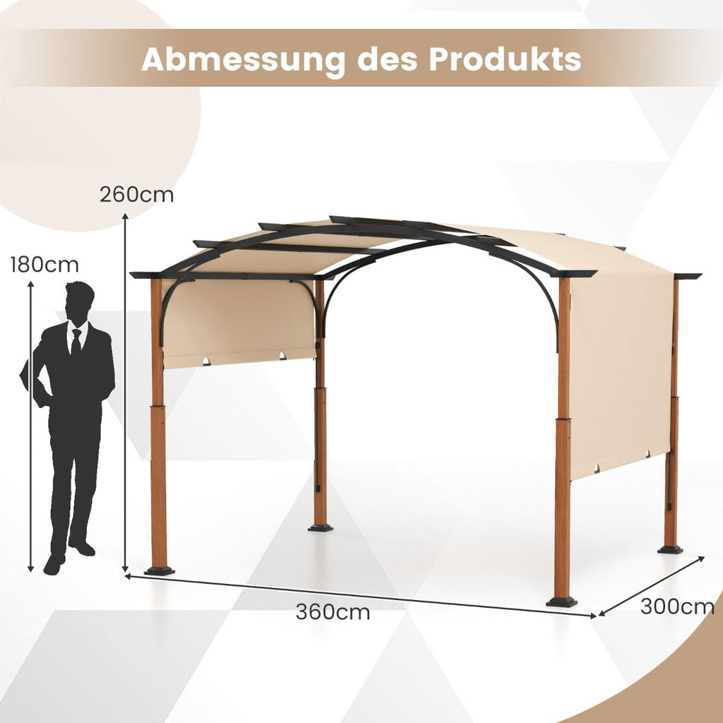 3,6 X 3 M Pergola Mit Ausziehbarem Dach Wasserdichter Stabiler Winterfester Pavillon