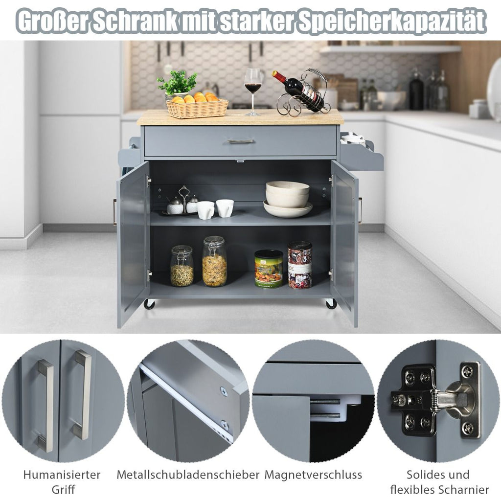 Küchenwagen Mit Handtuchhalter & Gewürzboard & Schublade Kücheninsel Rollbarer Küchenschrank
