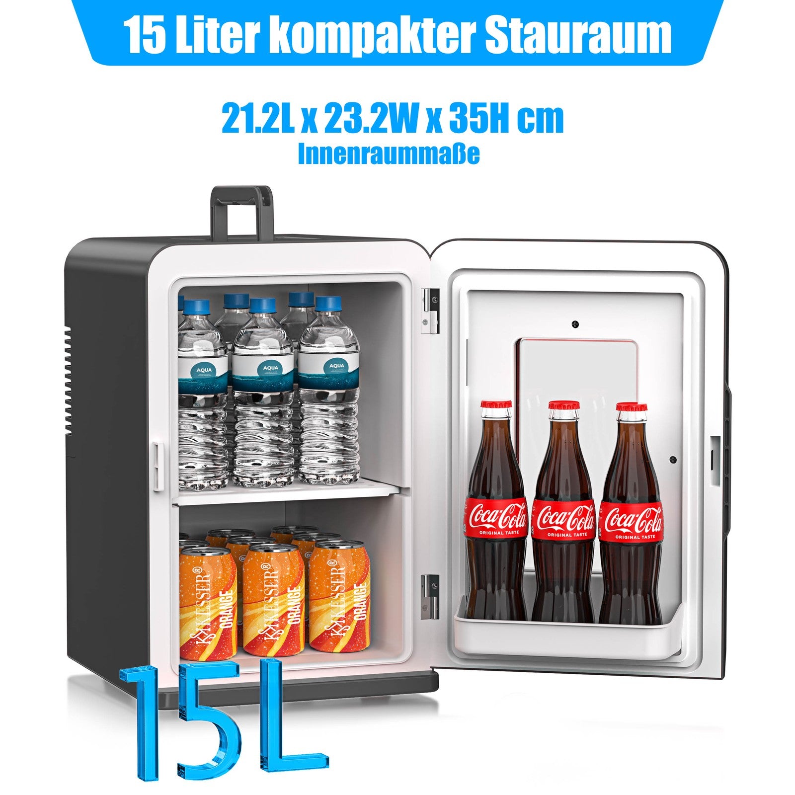 KESSER® Mini Kühlschrank 15 L Kühl Und Heizfunktion Minibar Kühlbox Thermobox