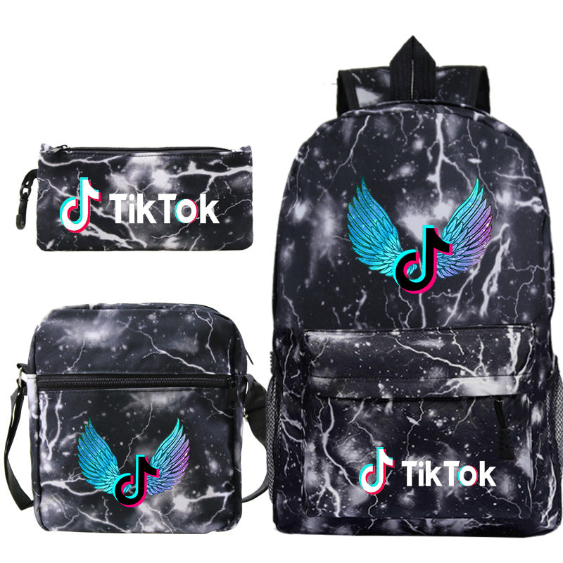 Customizable TikTok Print Backpack Set with Pouch