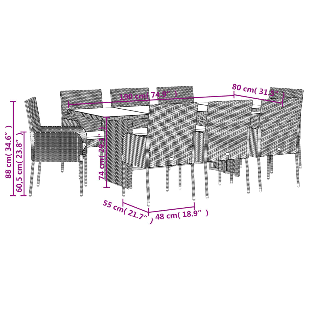 Gartenmöbel Set Essgruppe Sitzgruppe Gartengarnitur Gartenset Poly Rattan VidaXL