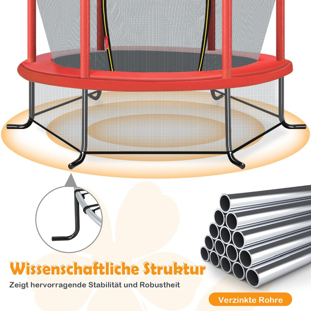Ø165Cm Gartentrampolin Mit Sicherheitsnetz Trampolin Bis 135KG Belastbar Für Kinder Ab 3 Jahre