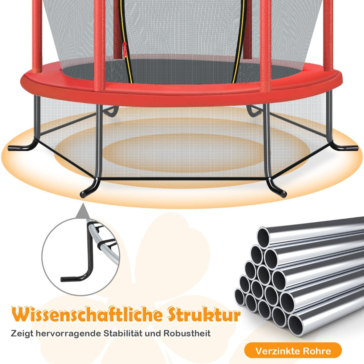 Ø165Cm Gartentrampolin Mit Sicherheitsnetz Trampolin Bis 135KG Belastbar Für Kinder Ab 3 Jahre