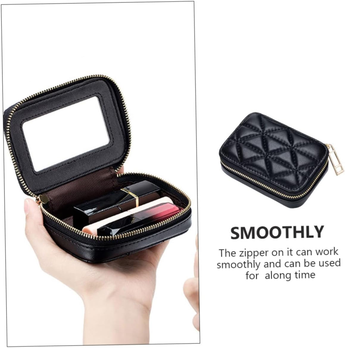 Mikinona Tragbare Lippenstifttasche Pu Mit Spiegel Kleine Kosmetiktasche Für Damen Reise Organizer Für Wandern Party Geschenk