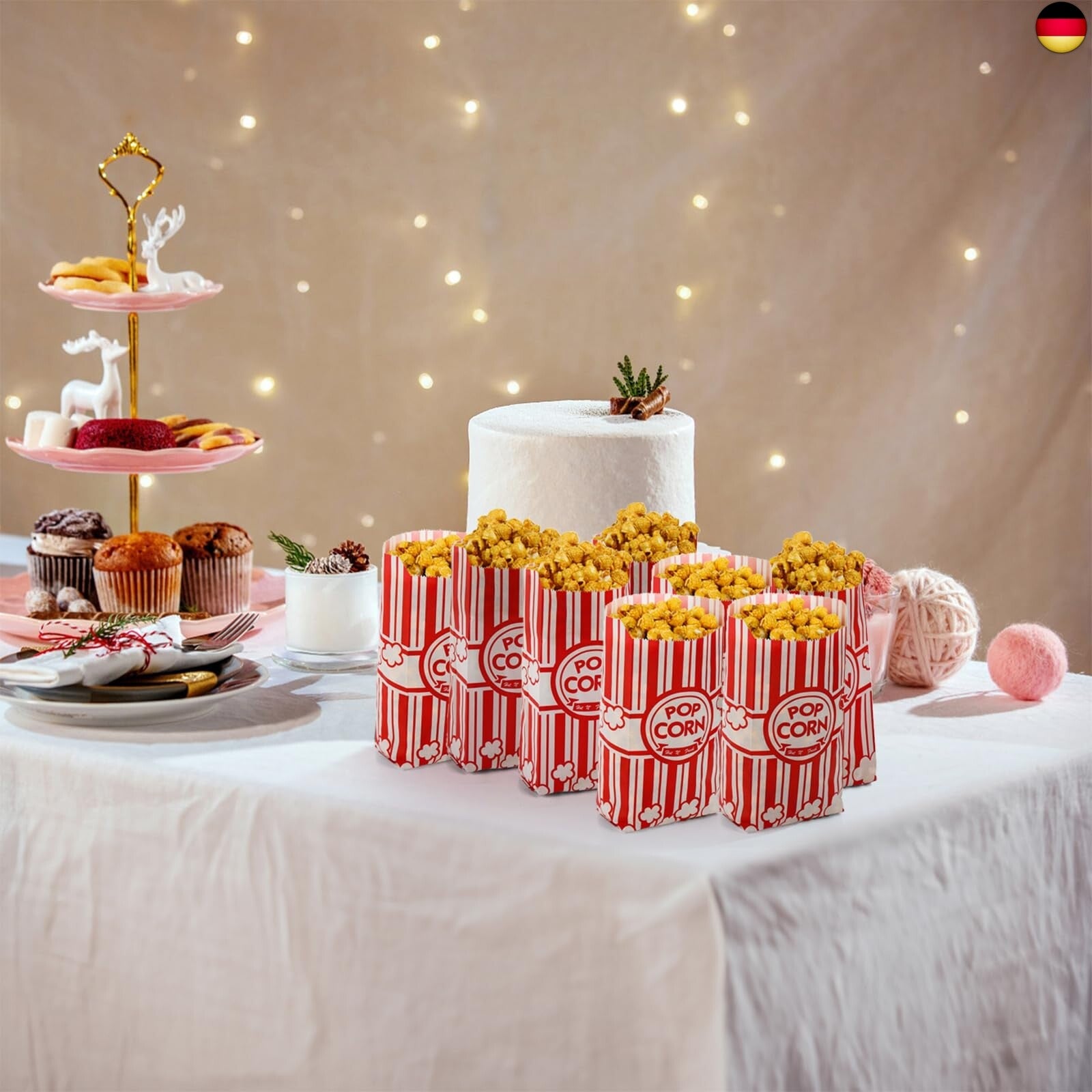 Tebery 200 Stück Popcorn Tüte, Papiertüten Partytüte, Popcorn Box Candy Tüte