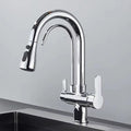 Matte Black Filtered Crane for Kitchen Pull Out Spray 360 Rotation Water Filter Tap Three Ways Sink Mixer Kitchen
