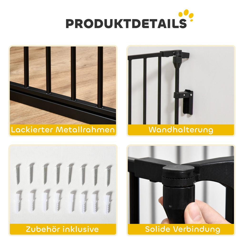 Pawhut 2 in 1 Welpenauslauf 5-TLG Klappbar Absperrgitter Hund Mit Tür, Metall