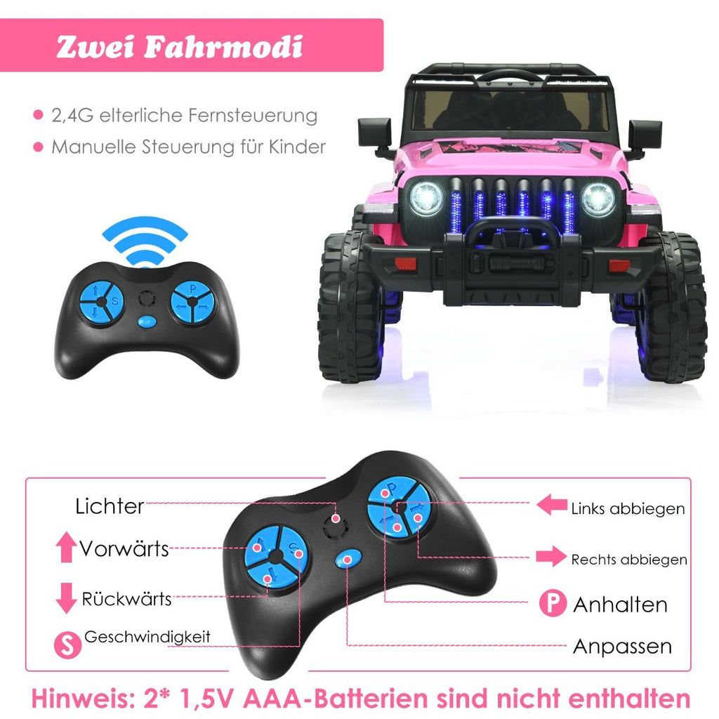 Kinder Elektroauto Mit 2,4G-Fernbedienung & MP3 & Hupe 12V Elektro Kinderauto Rosa