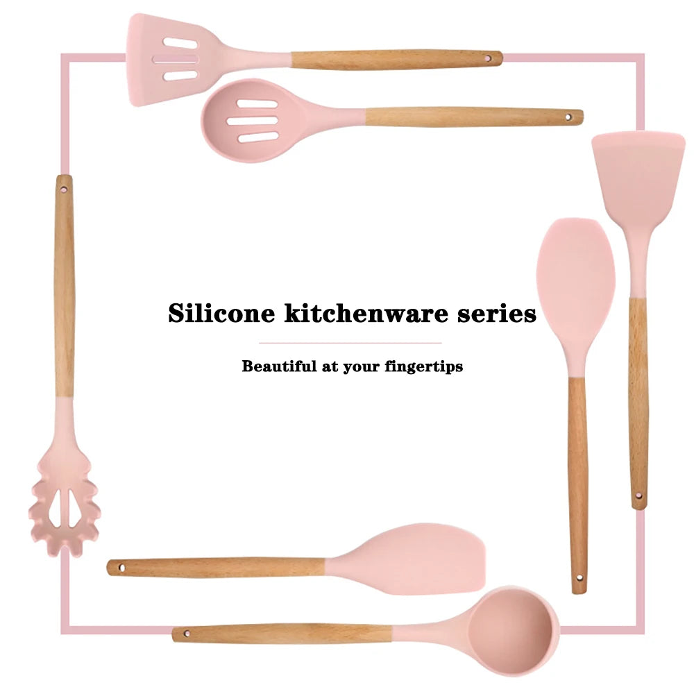 Silicone Kitchenware Cooking Utensils Set Non-Stick Cookware Kitchen Cooking Tool Set