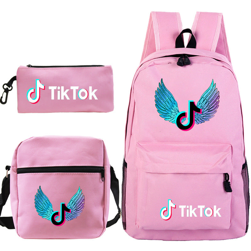 Customizable TikTok Print Backpack Set with Pouch