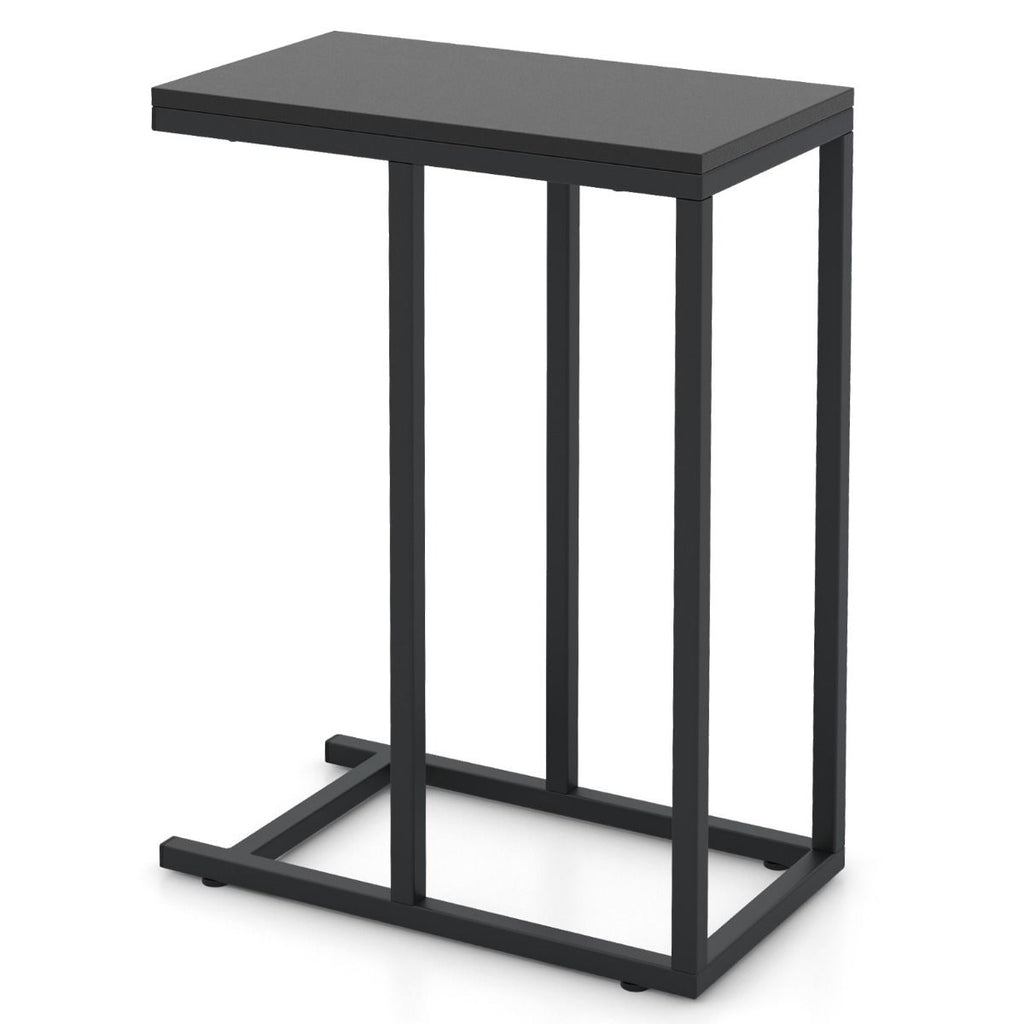 Beistelltisch C-Form Sofatisch Mit Metallgestell Kaffeetisch Für Wohnzimmer Rustikales Braun/Grau/Schwarz
