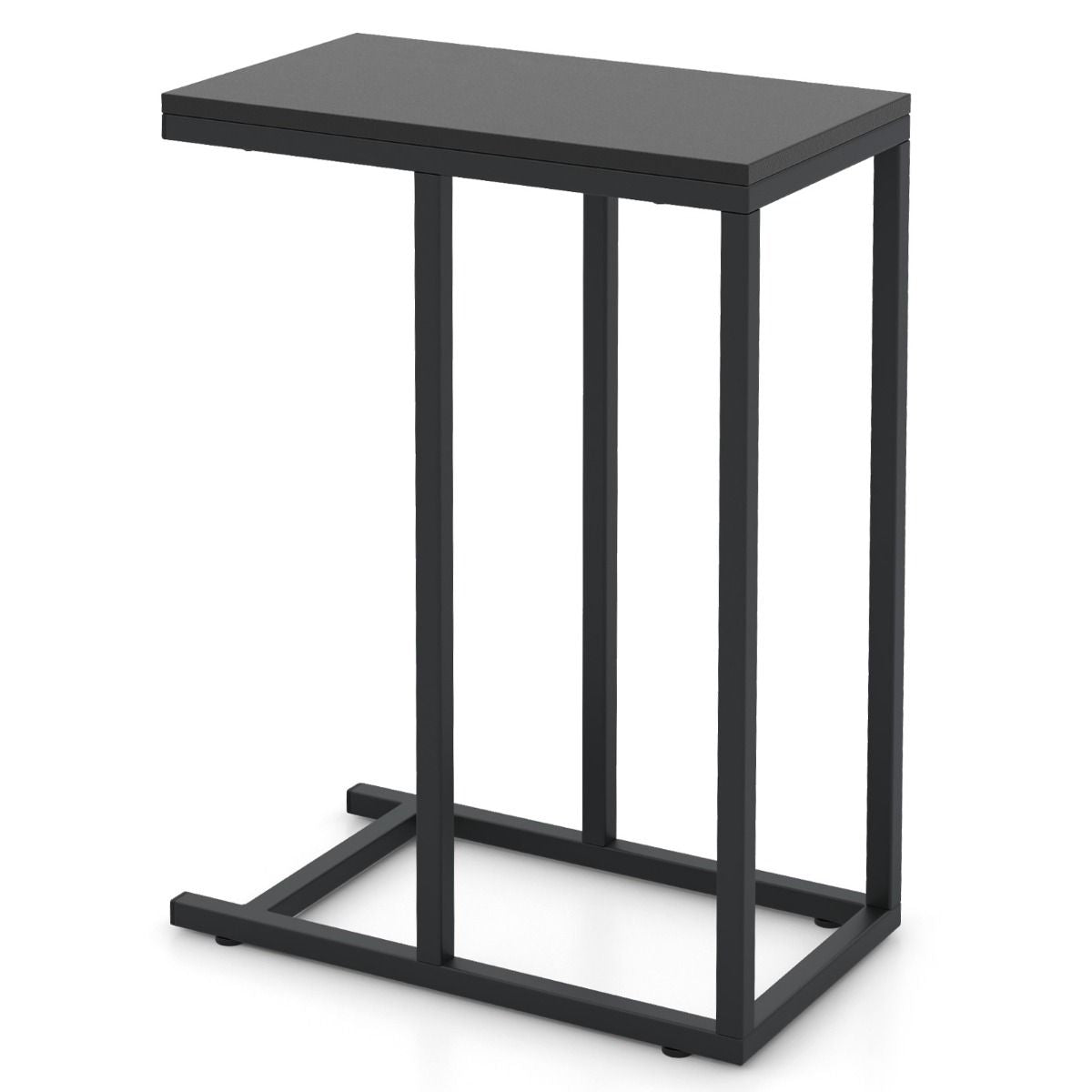 Beistelltisch C-Form Sofatisch Mit Metallgestell Kaffeetisch Für Wohnzimmer Rustikales Braun/Grau/Schwarz