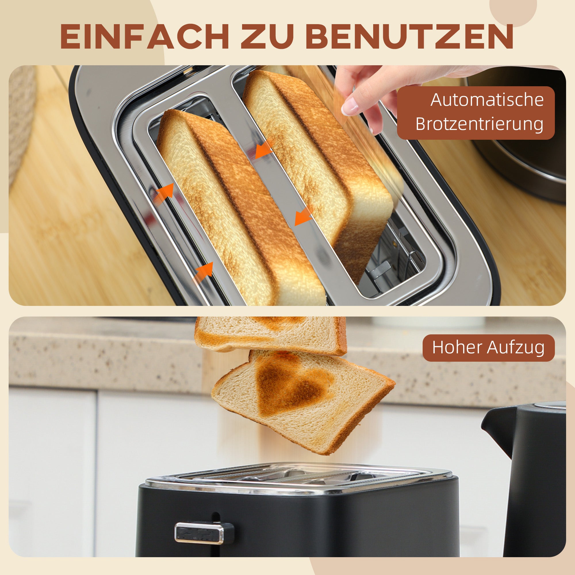 Wasserkocher Toaster Set Frühstück-Set Mit 1,7L Wasserkocher, 2 Scheiben Toaster