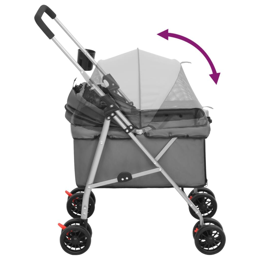 Hundewagen Faltbar Grau 76X50X100 Cm Oxford-Gewebe