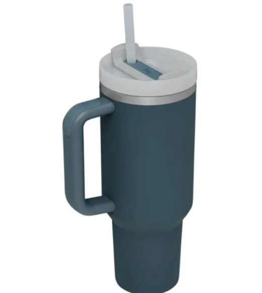 (US-DE Shipping) Portable 40oz Stainless Steel Car Cup with Straw and Handle