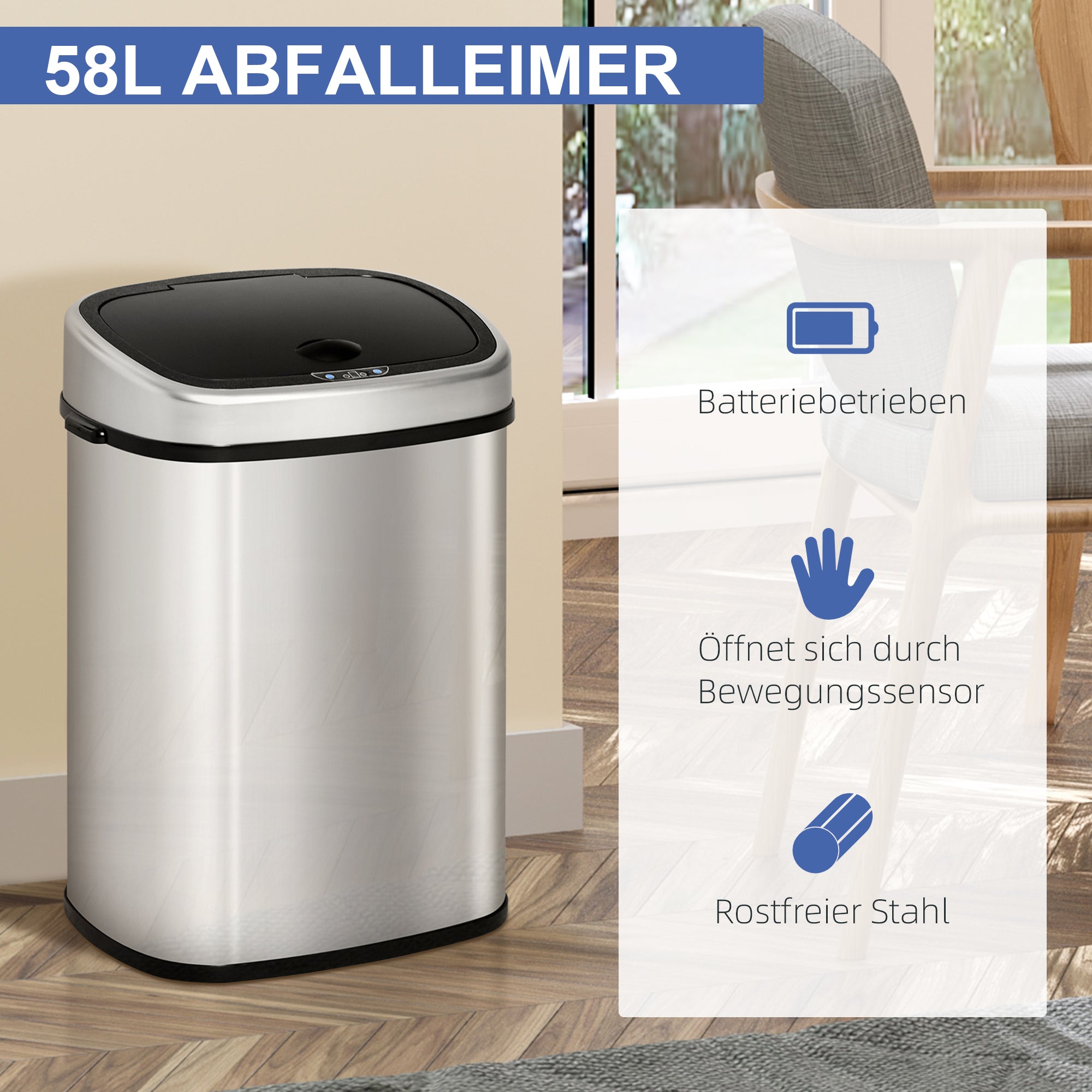 Automatik Mülleimer Abfalleimer Mit Infrarotsensor Küche Silber