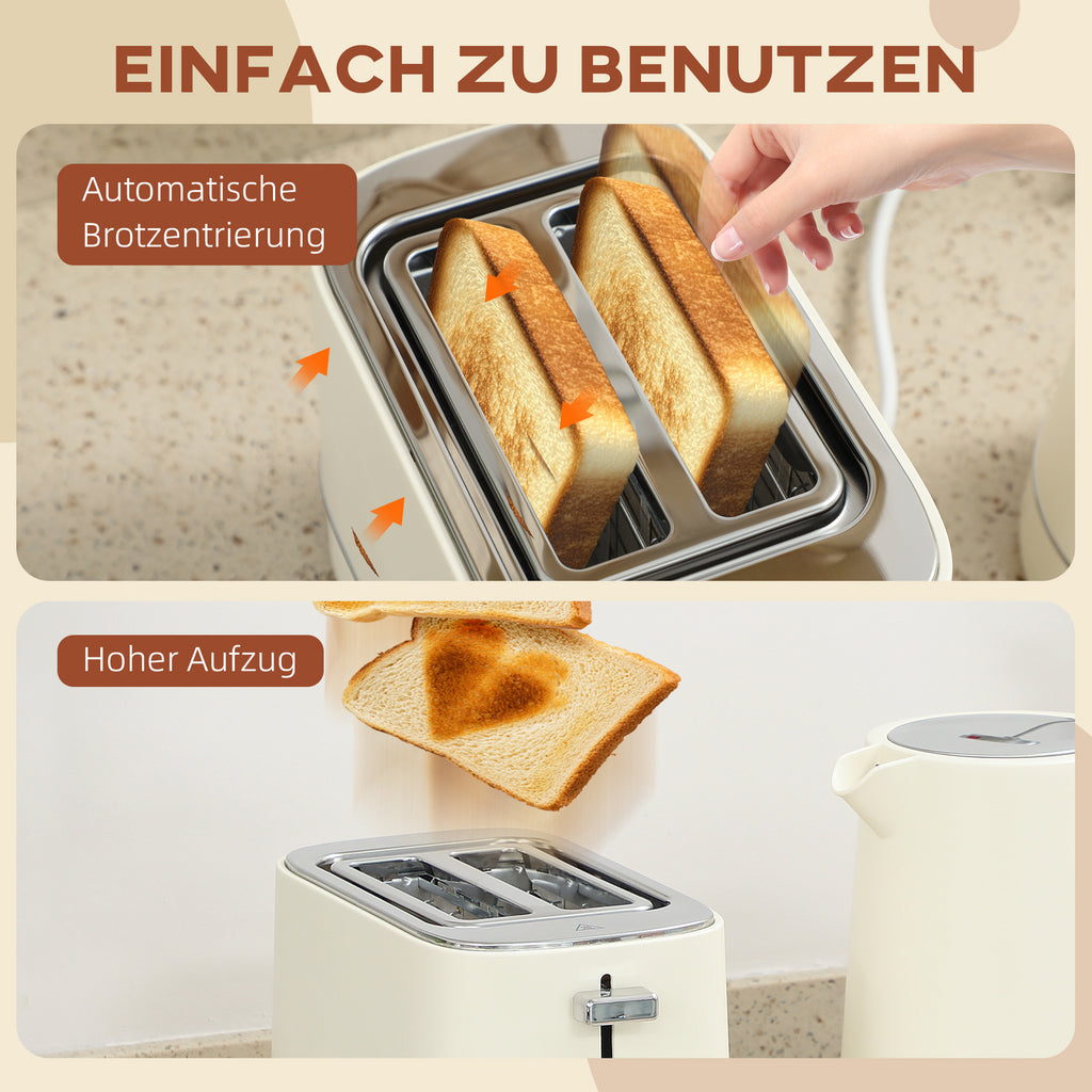 Wasserkocher Toaster Set Frühstück-Set Mit 1,7L Wasserkocher, 2 Scheiben Toaster