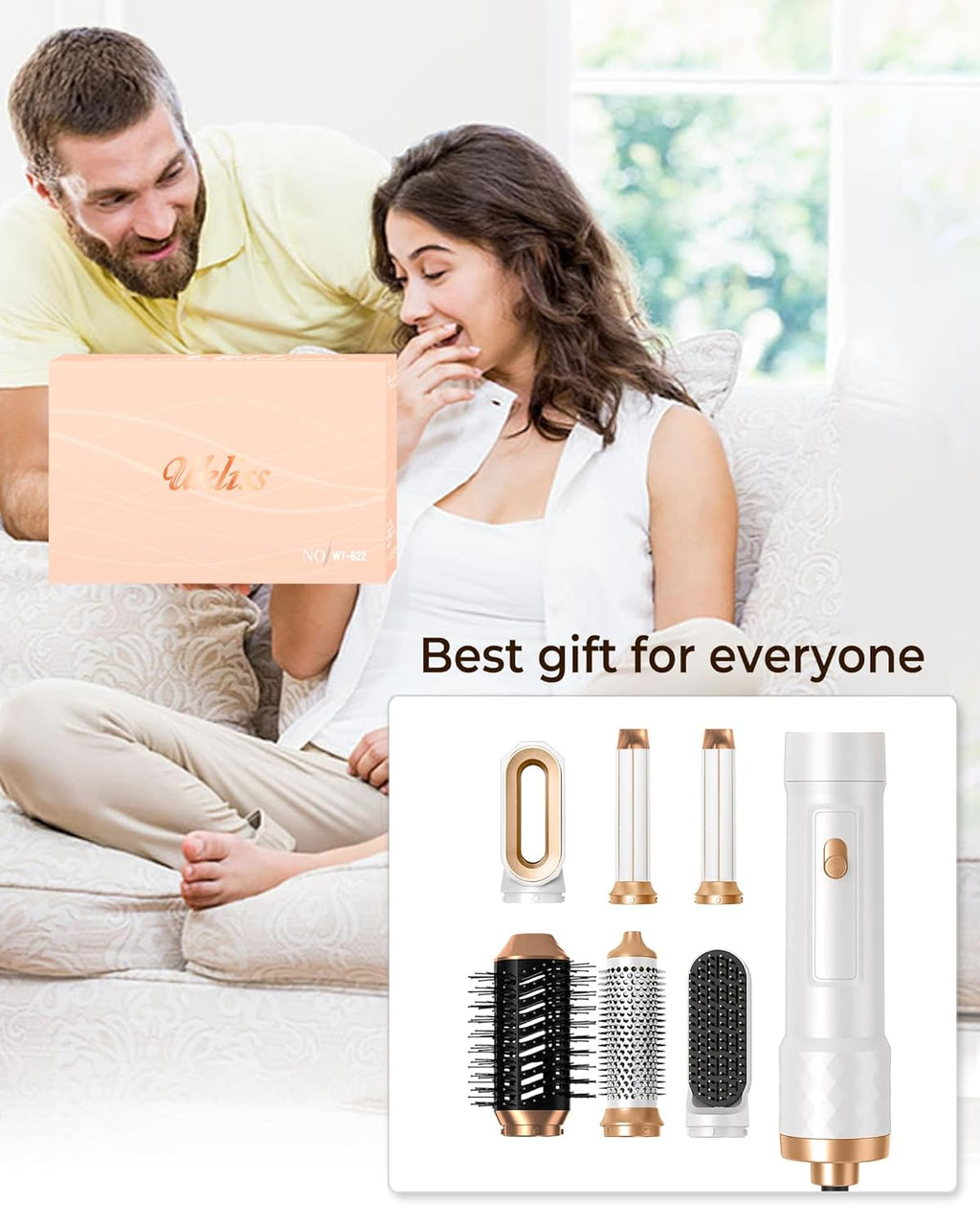 Hot Air Styler 6 in 1, UKLISS Föhnbürste Mit 6 Ersatz: 1000W Haartrockner, Airflow-Auto Lockenstab, Lockenbürste, Rundbürstenföhn, Haarglätter Für Haar Volumen, Glätten, Locken Und Föhnen, Haarpflege