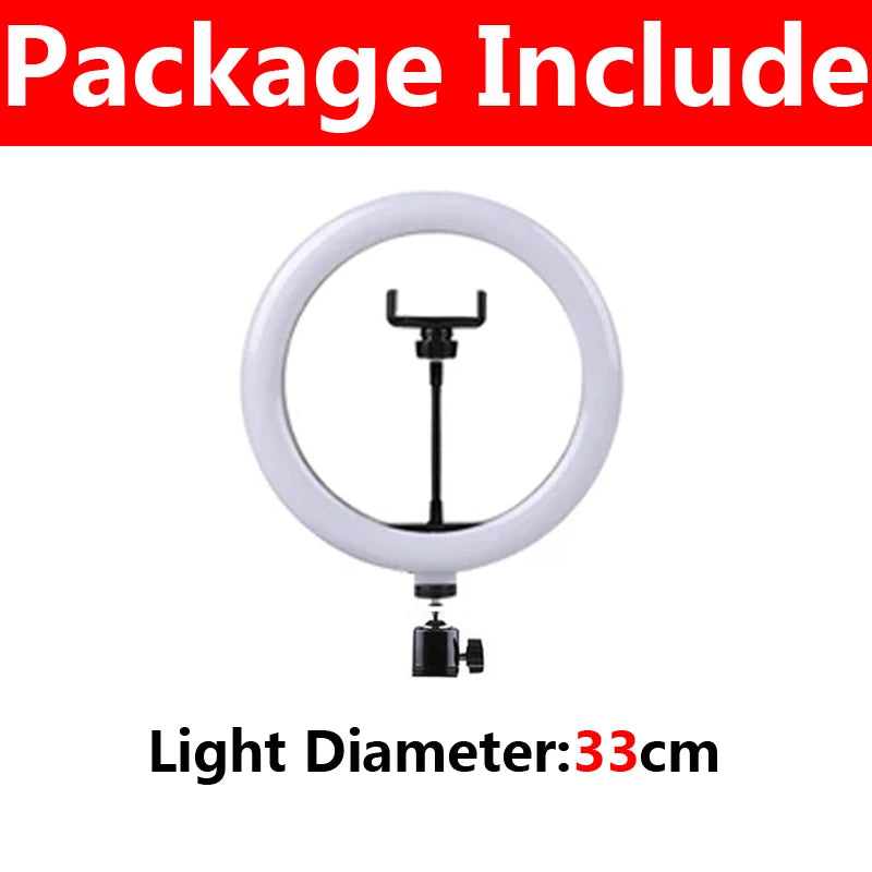 LED Selfie Ring Light Dimmable Photography Ringlight with Phone Stand Holder Makeup Fill Light for Youtube Support Video Live