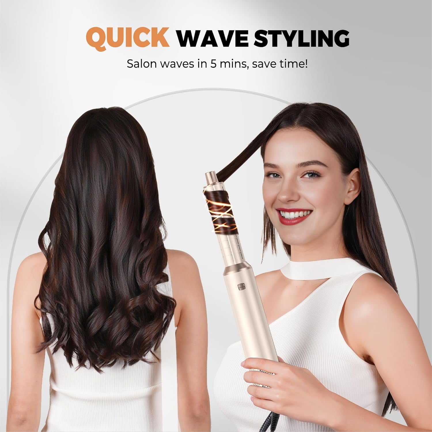 OKWRAP Hair Styler Set Haarstyler Hairstyler 5 in 1 Airstyler Air Curlers Föhn 5 in 1 Mit Rundbürstenföhn Hairdryer Brushes for Styling Föhn Lockenstab Luft Für Glätten, Trocknen, Volumen, Locken