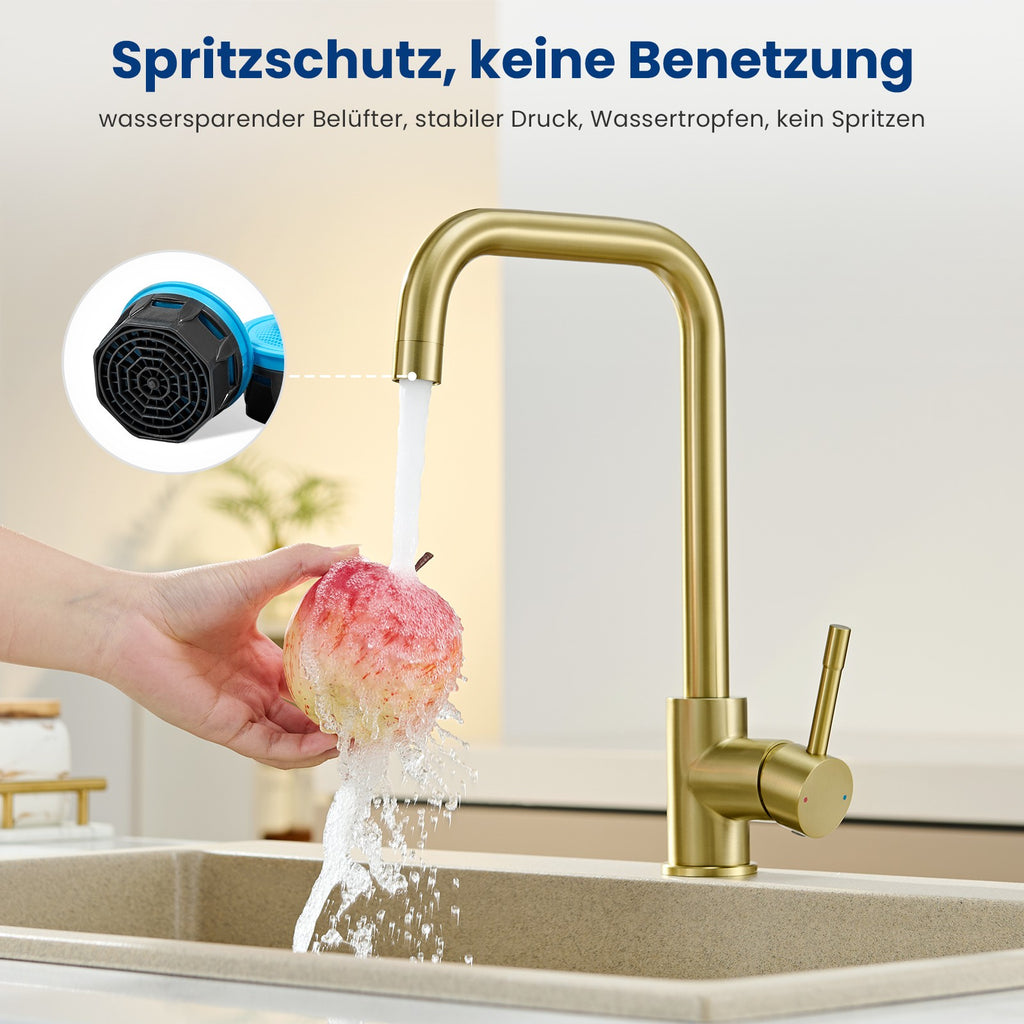 360° Drehbarer Küchenarmatur Wasserhahn Mischbatterie Küche Spültischarmat