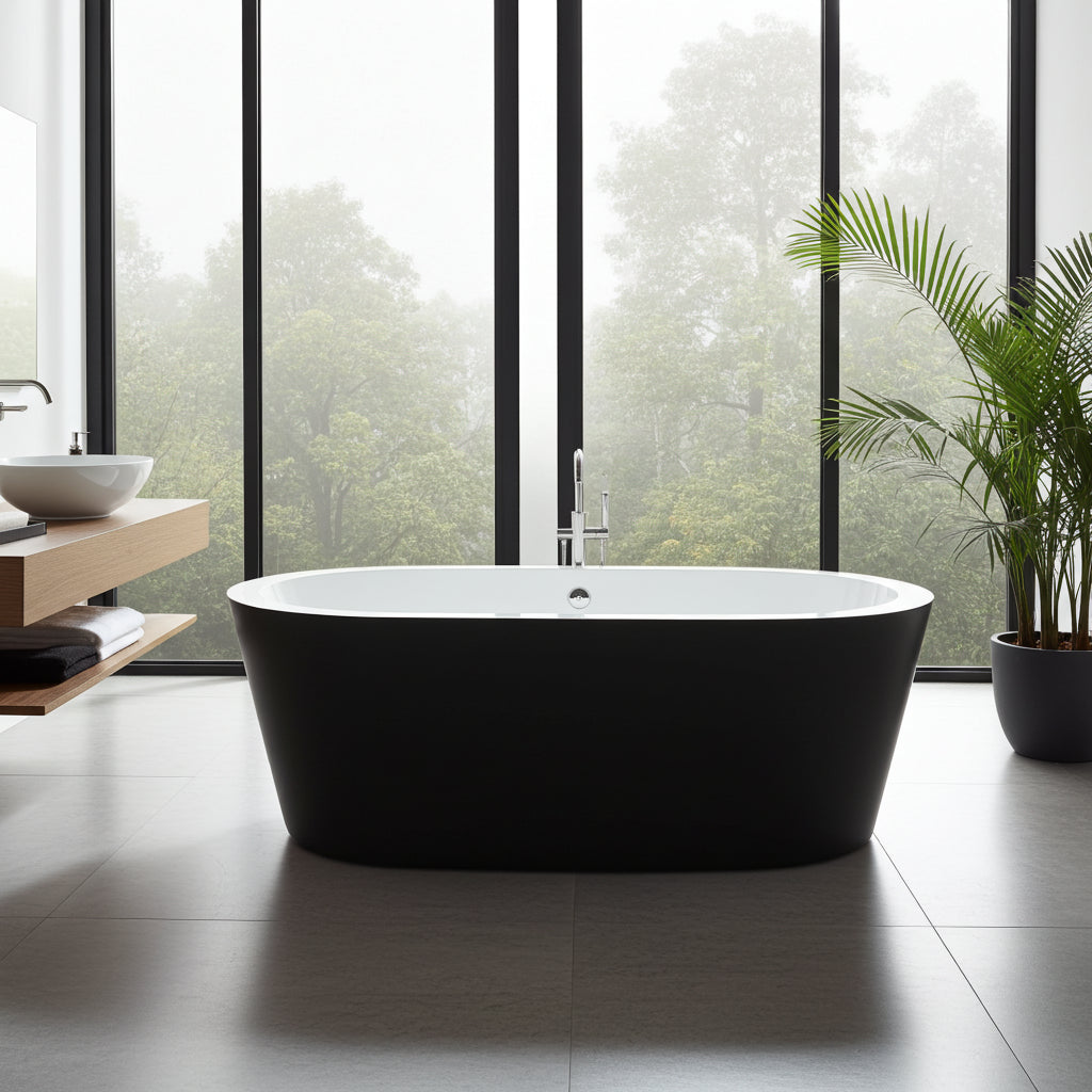 Badewanne Maggiore II Whirlpool Schwarz Bad Wanne Badausstattung Luftdüsen