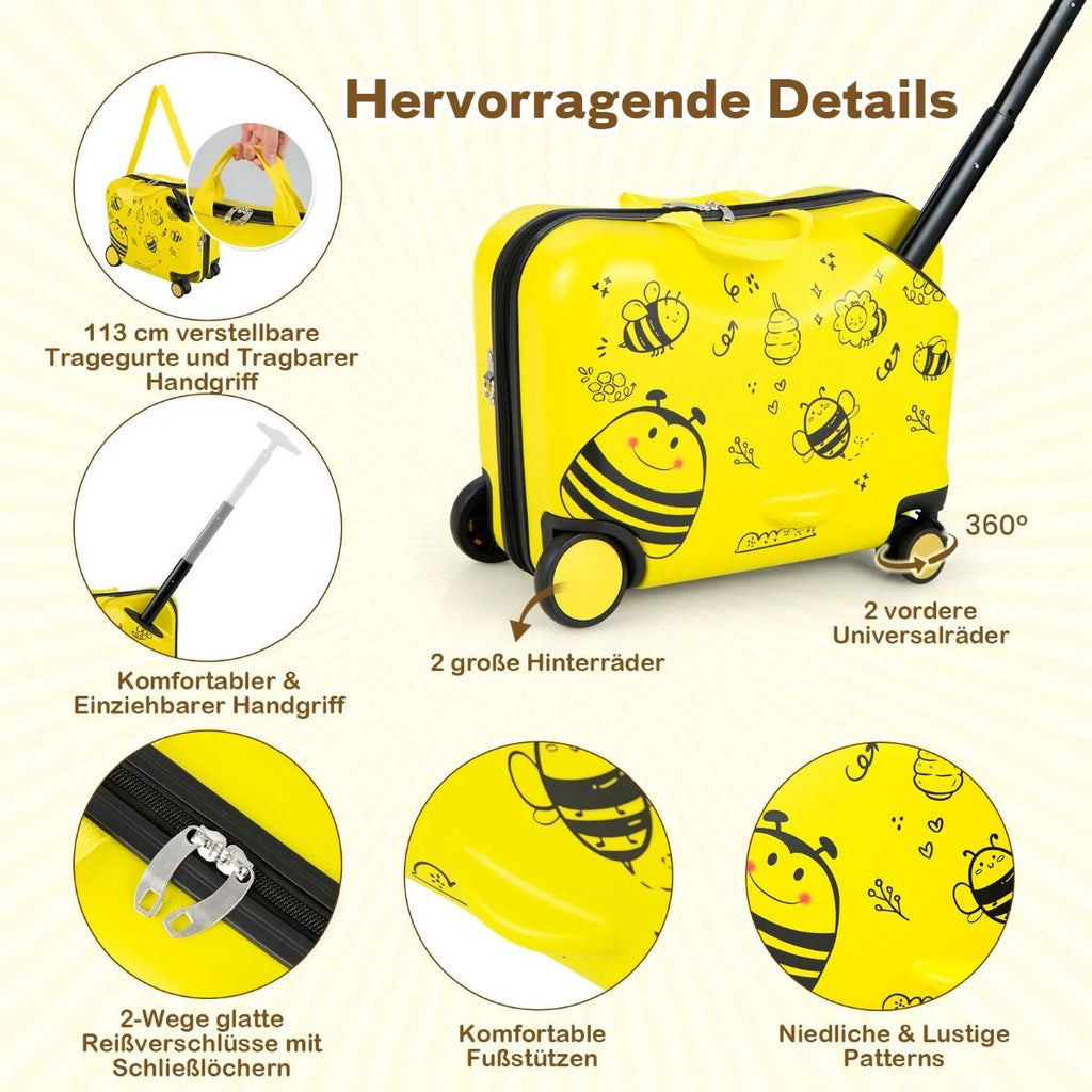 2Tlg Kinderkoffer + Rucksack 47 Cm Langer Aufsitzkoffer Und 30 Cm Breiter Rucksack Gelb