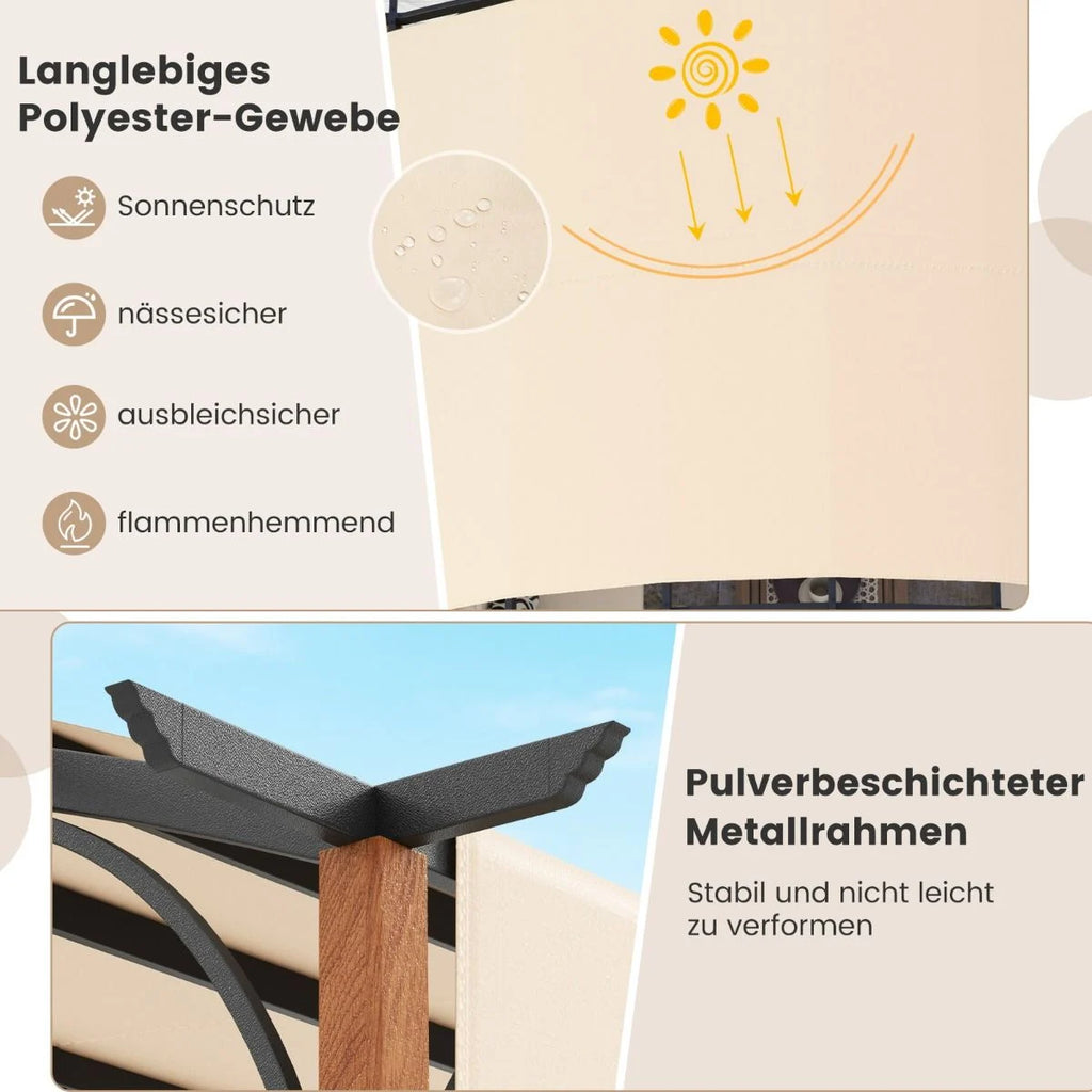 3,6 X 3 M Pergola Mit Ausziehbarem Dach Wasserdichter Stabiler Winterfester Pavillon