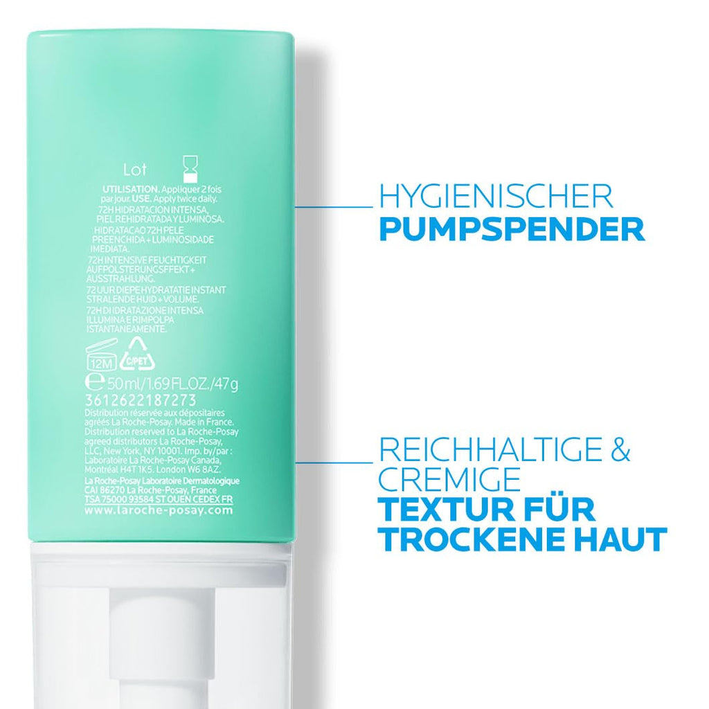La Roche Posay Leichte Gesichtscreme Für Empfindliche, Trockene Haut, 72 Stunden Feuchtigkeit, Mit Biofermentierter Hyaluronsäure Und Thermalwasser, Ohne Alkohol, Hydraphase HA Leicht, 50 Ml