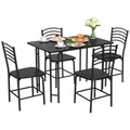 5 Teiliges Esstisch Set Rechteckiger Küchentisch Mit 4 Stühle Essgruppe Metallrahmen Sitzgruppe Esszimmertisch 4 Personen Platzsparend Schwarz