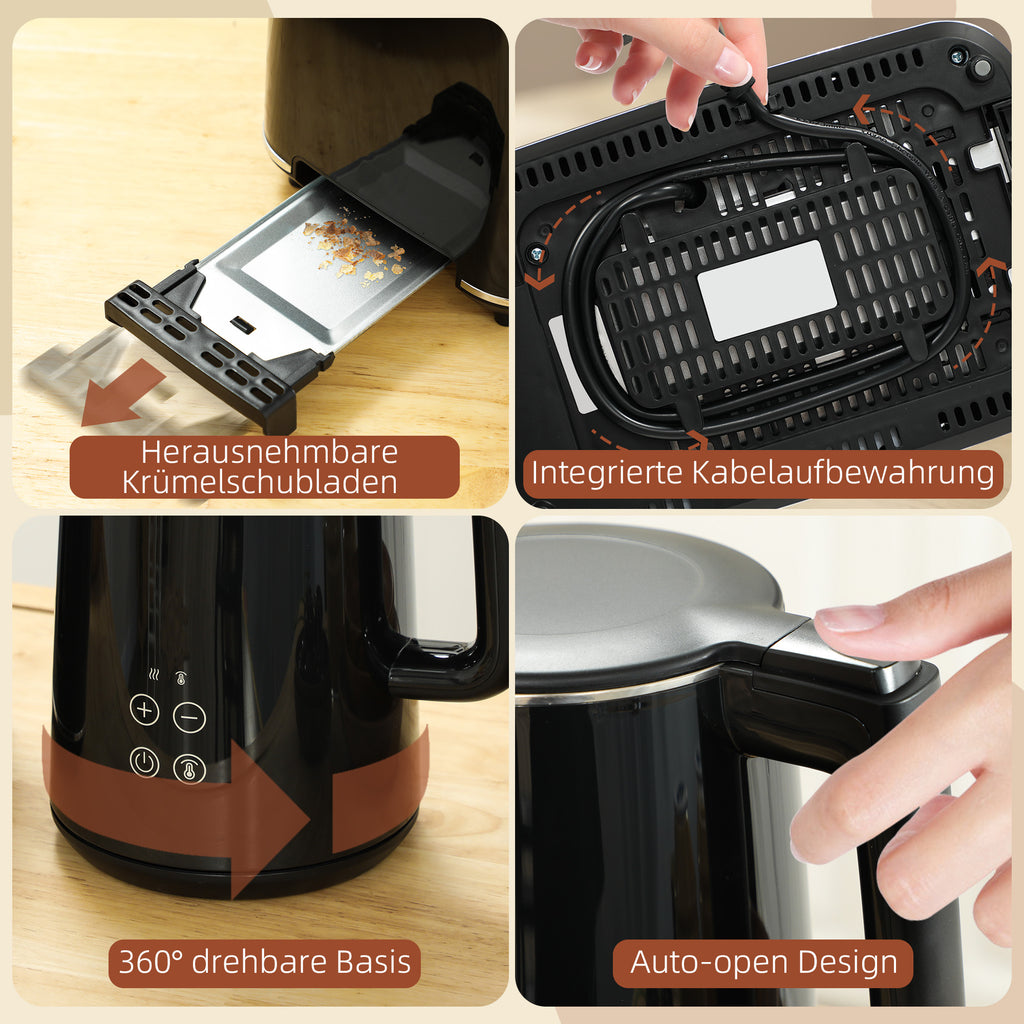 Küchenset Mit Wasserkocher Und Toaster, 7 Bräunungsstufe