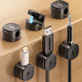 (US Shipping) Magnetic Cable Organizer Clips [1s Lock] 6-Pack Adjustable Cord Holders for Nightstand Desk Charging Cable Tangle-Free Adhesive Wire Management for Under Desk | Smooth Adjustable | Strong Magnet
