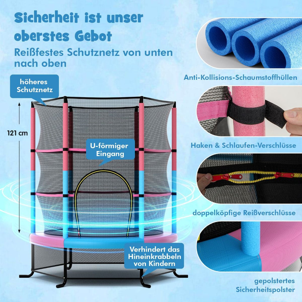 Ø165Cm Gartentrampolin Mit Sicherheitsnetz Trampolin Bis 135KG Belastbar Für Kinder Ab 3 Jahre