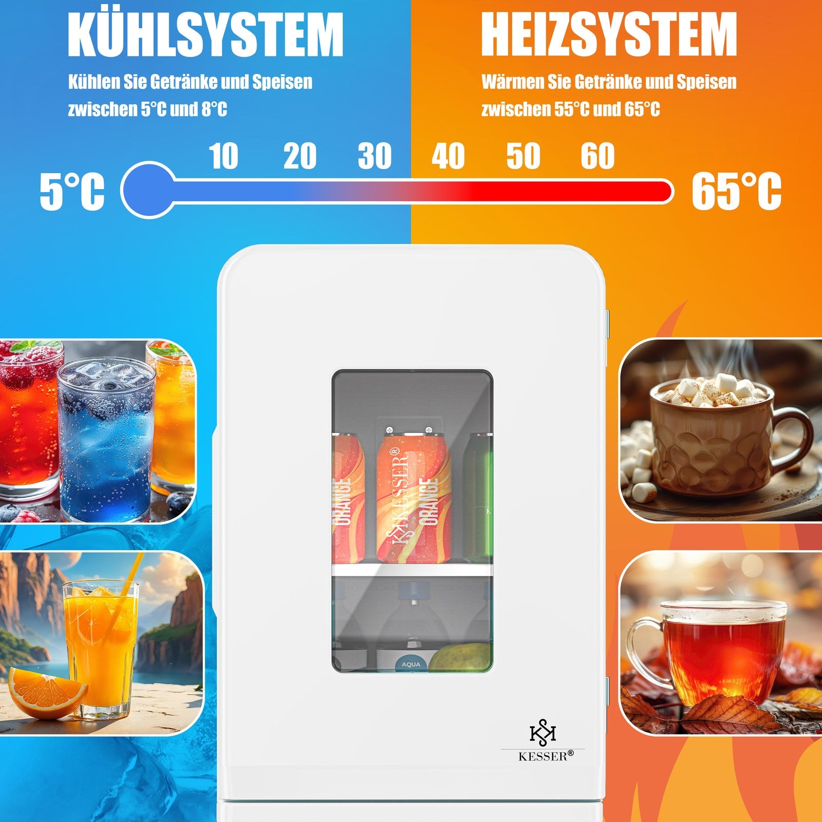 KESSER® Mini Kühlschrank 15 L Kühl Und Heizfunktion Minibar Kühlbox Thermobox