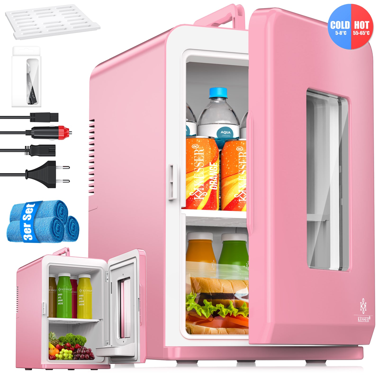 KESSER® Mini Kühlschrank 15 L Kühl Und Heizfunktion Minibar Kühlbox Thermobox