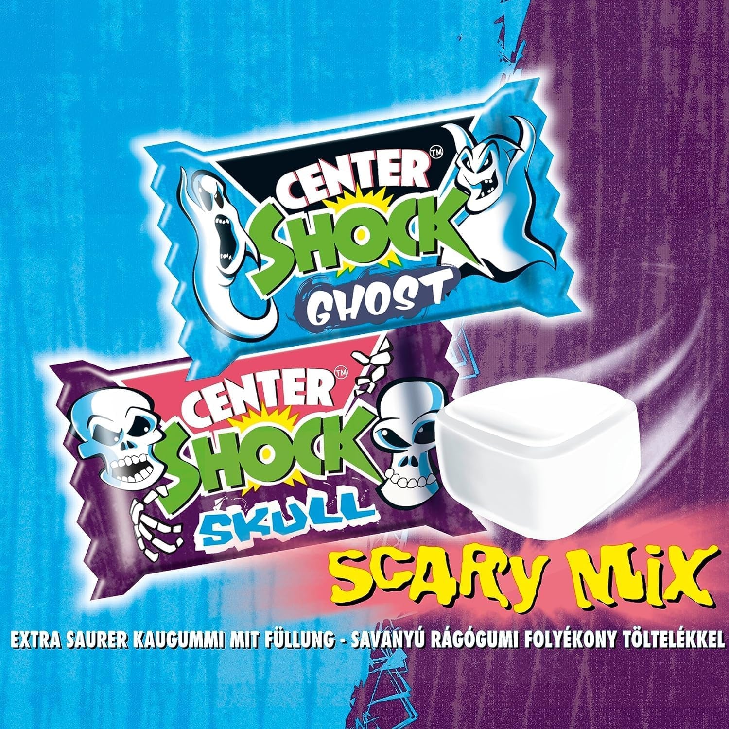Center Shock Scary Mix, Box Mit 100 Kaugummis, Extra-Sauer Mit Verschiedenen Sorten, Ideal Für Geburtstag, Pinata, Candy-Bar, Schultüte Und Weihnachten, 400G
