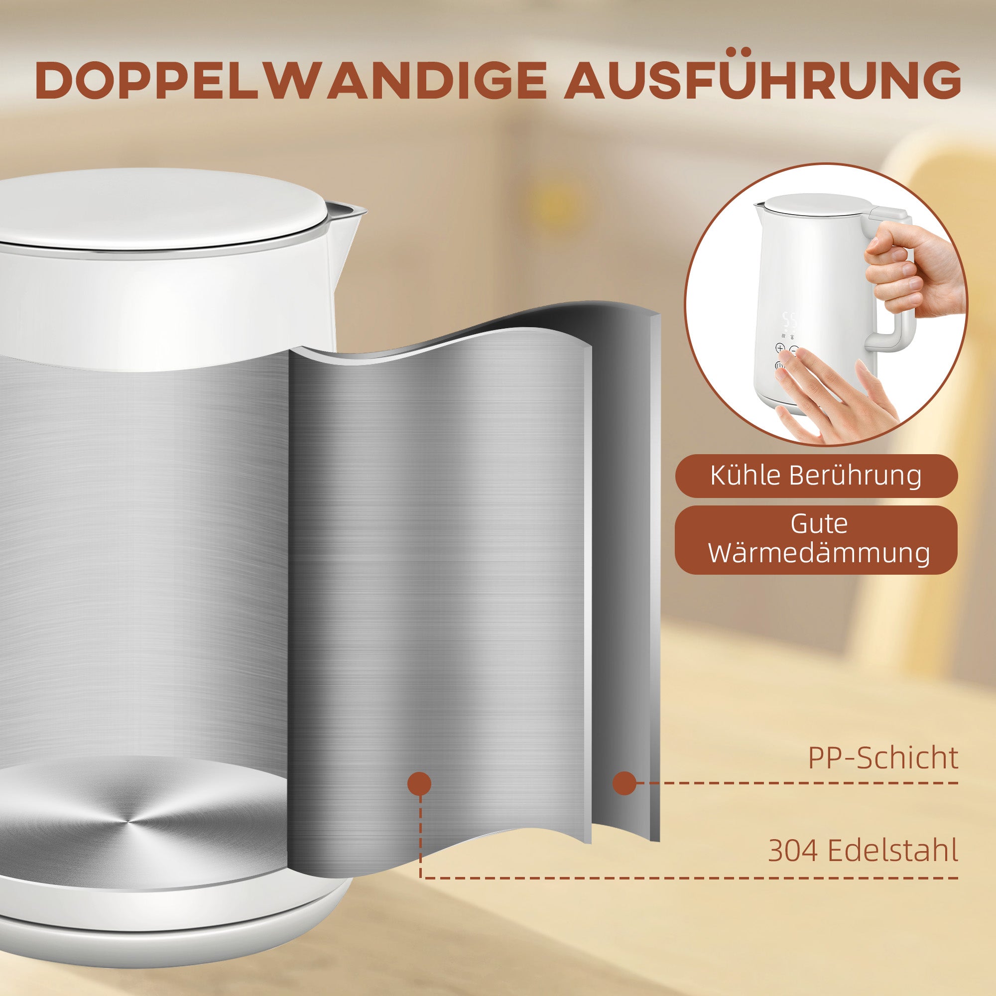 Küchenset Mit Wasserkocher Und Toaster, 7 Bräunungsstufe