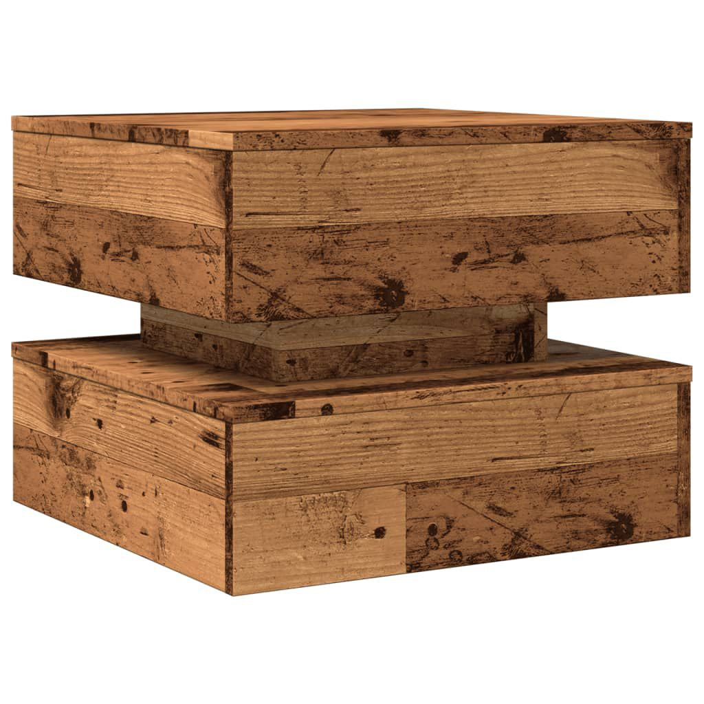 Couchtisch Mit Led-Leuchten Altholz-Optik 50X50X40 Cm