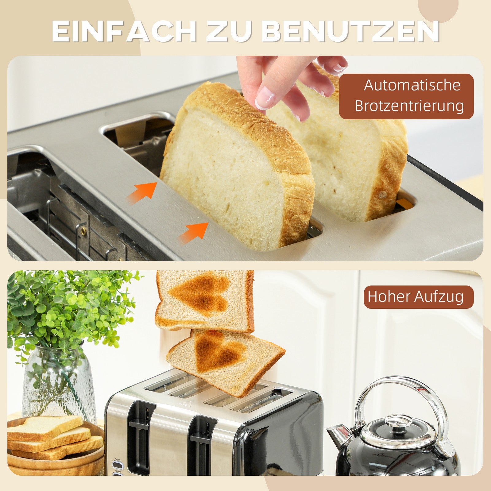Wasserkocher- Und Toaster-Set, 7 Bräunungsstufe