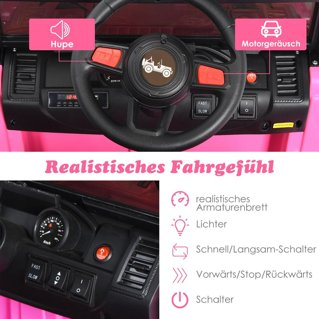 Kinder Elektroauto Mit 2,4G-Fernbedienung & MP3 & Hupe 12V Elektro Kinderauto Rosa