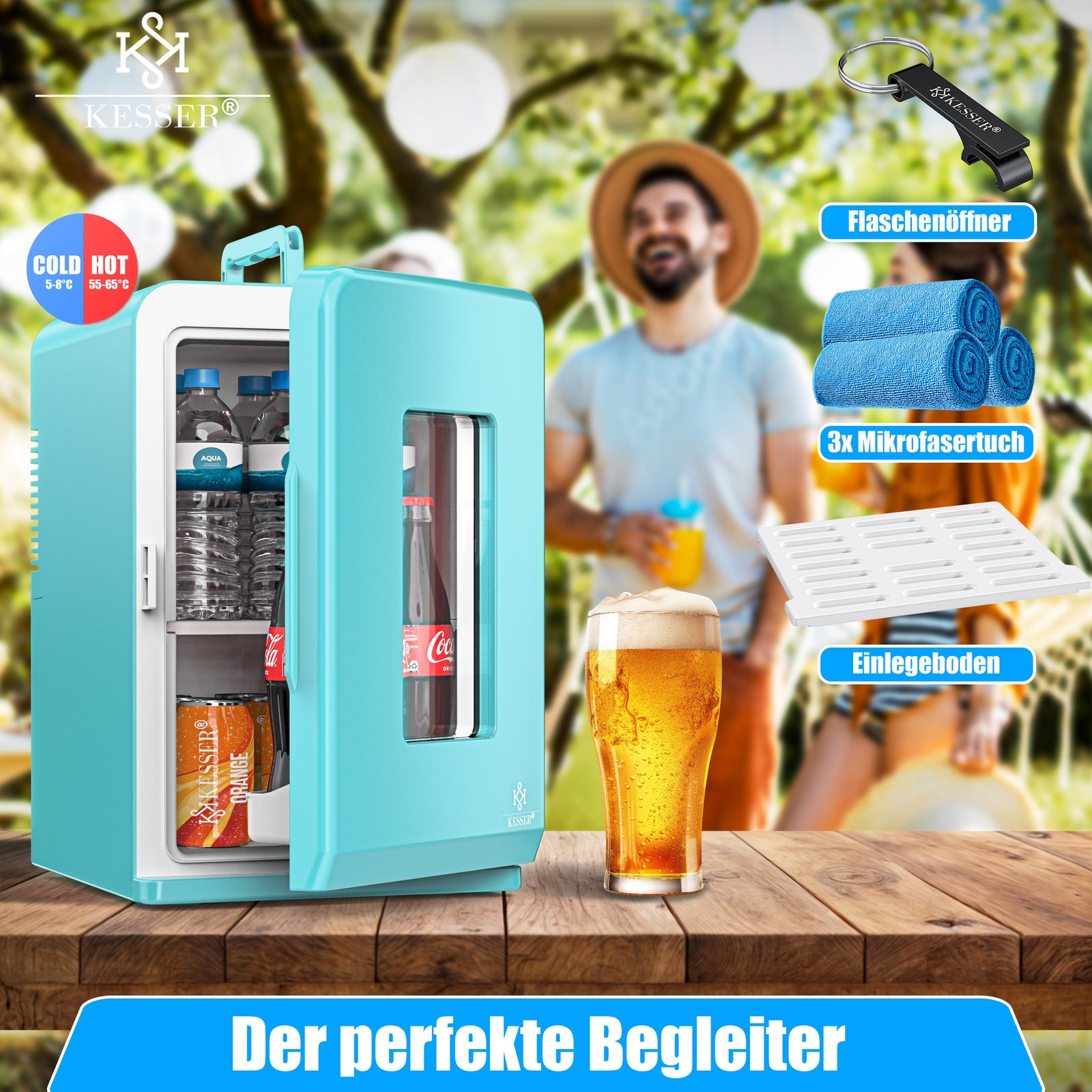 KESSER® Mini Kühlschrank 15 L Kühl Und Heizfunktion Minibar Kühlbox Thermobox