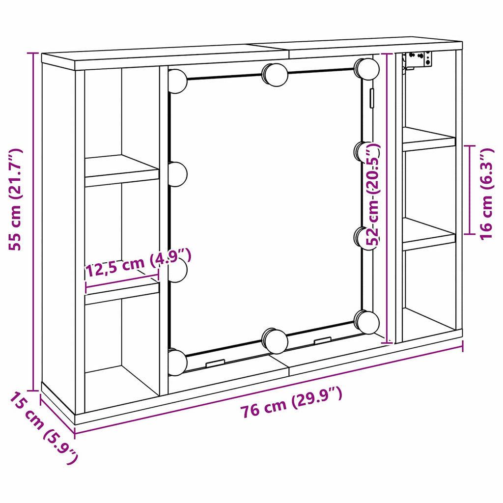 Spiegelschrank Mit LED Badschrank Badspiegel Badezimmer Hängeschrank VidaXL