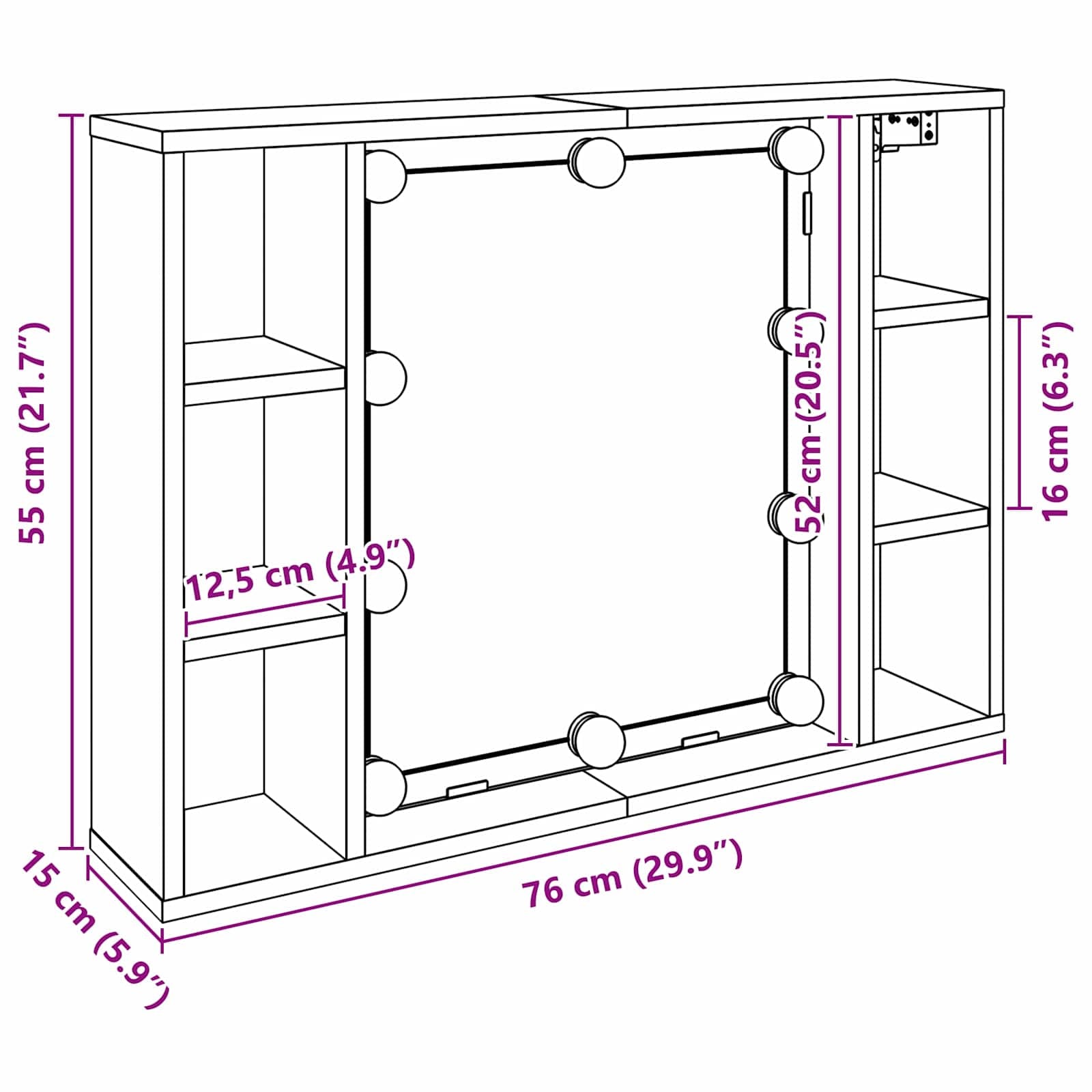Spiegelschrank Mit LED Badschrank Badspiegel Badezimmer Hängeschrank VidaXL