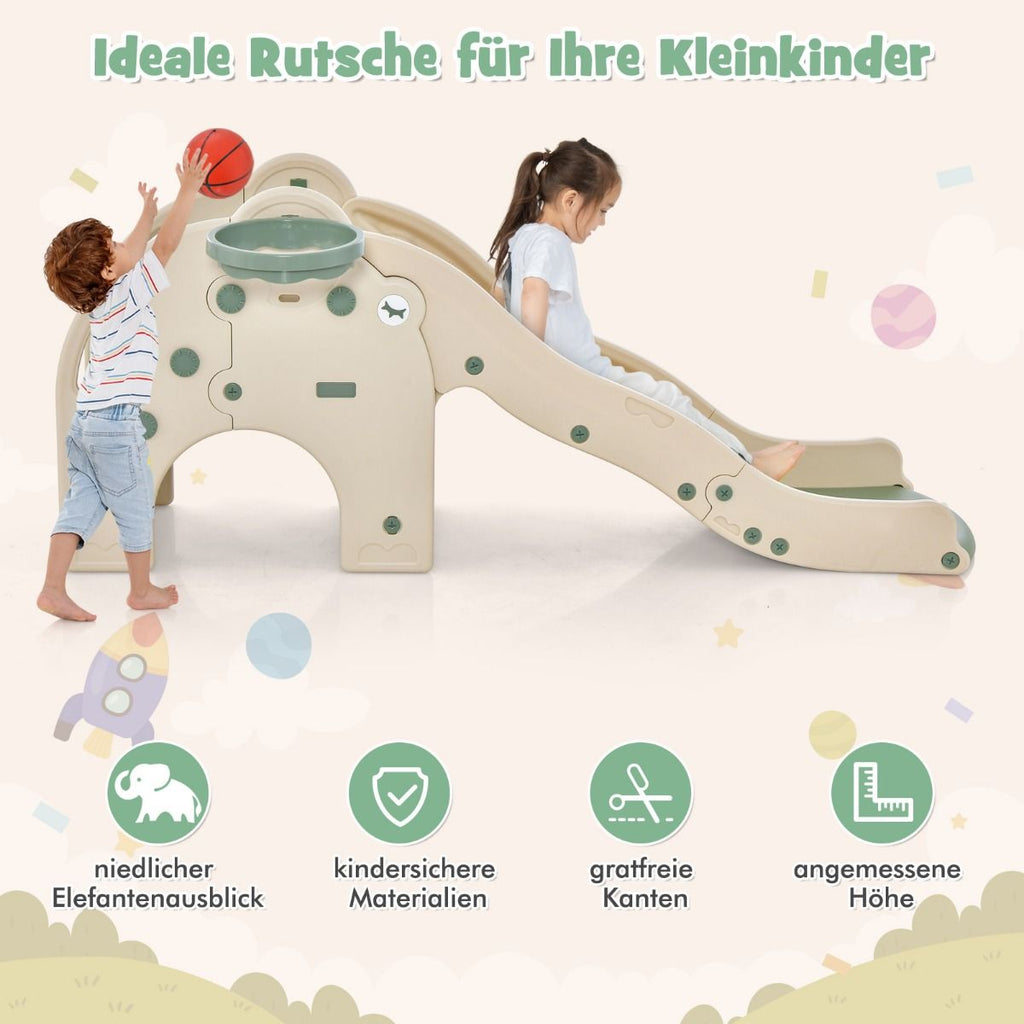 Rutsche Outdoor 4 in 1 Kinder Rutsche & Tunnel & Basketballkorb & Leiter 187,5 X 47 X 77,5 Cm Grün
