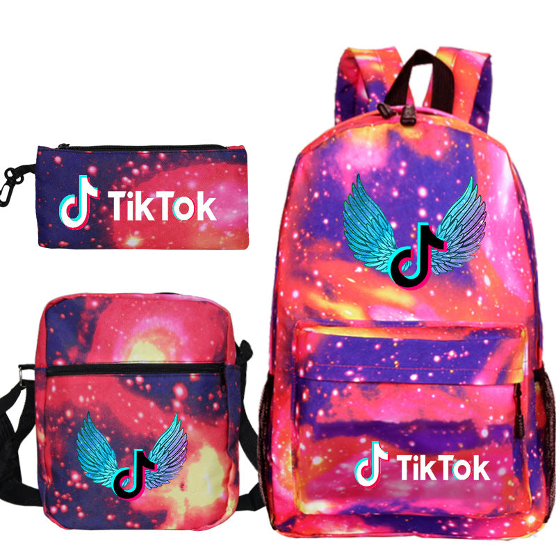 Customizable TikTok Print Backpack Set with Pouch
