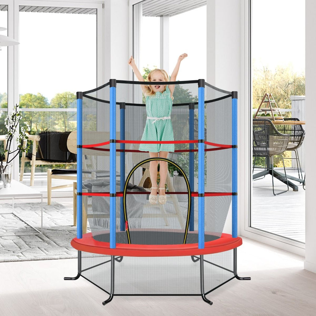 Ø165Cm Gartentrampolin Mit Sicherheitsnetz Trampolin Bis 135KG Belastbar Für Kinder Ab 3 Jahre