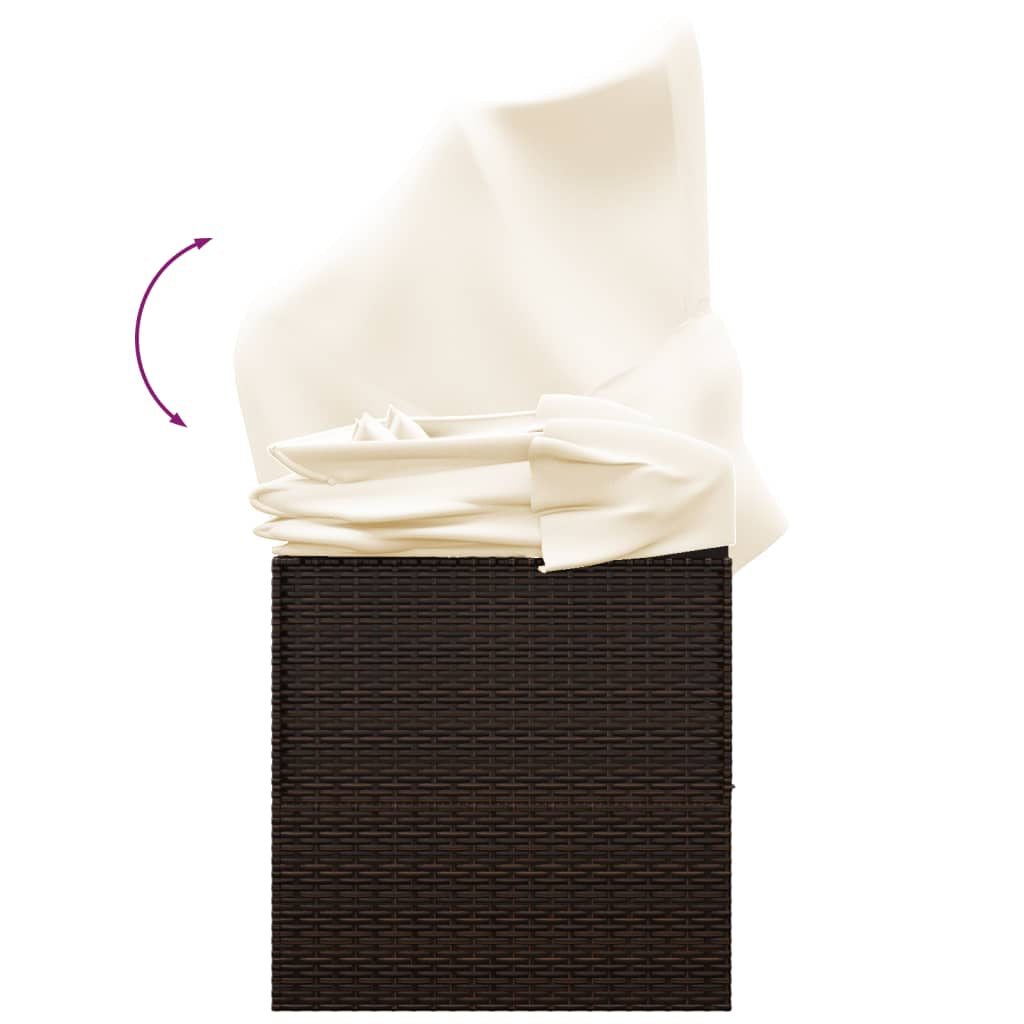 Outdoor Loungebett Mit Dach Kissen Gartenliege Gartenmöbel Poly Rattan Vidaxl