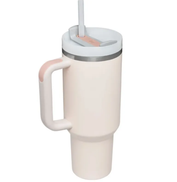 (US-DE Shipping) Portable 40oz Stainless Steel Car Cup with Straw and Handle