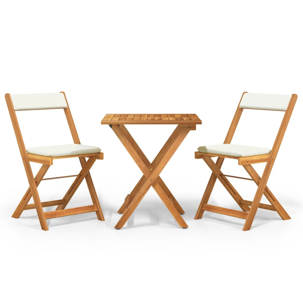 Bistro Set Klappbar Sitzgruppe Balkonmöbel 3-Tlg. Massivholz Akazie Vidaxl