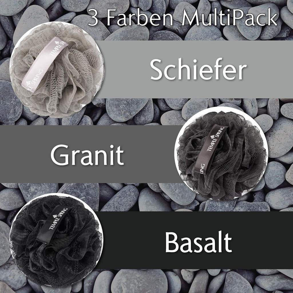 Temple Spring Recycelter Duschschwamm, Körperpeeling Badeschwamm, Luffa Schwamm, Peeling Schwamm Für Eingewachsene Haare, Waschschwamm Körper, Loofah Body Scrubber, Duschschwamm Körper - Kiesstrand